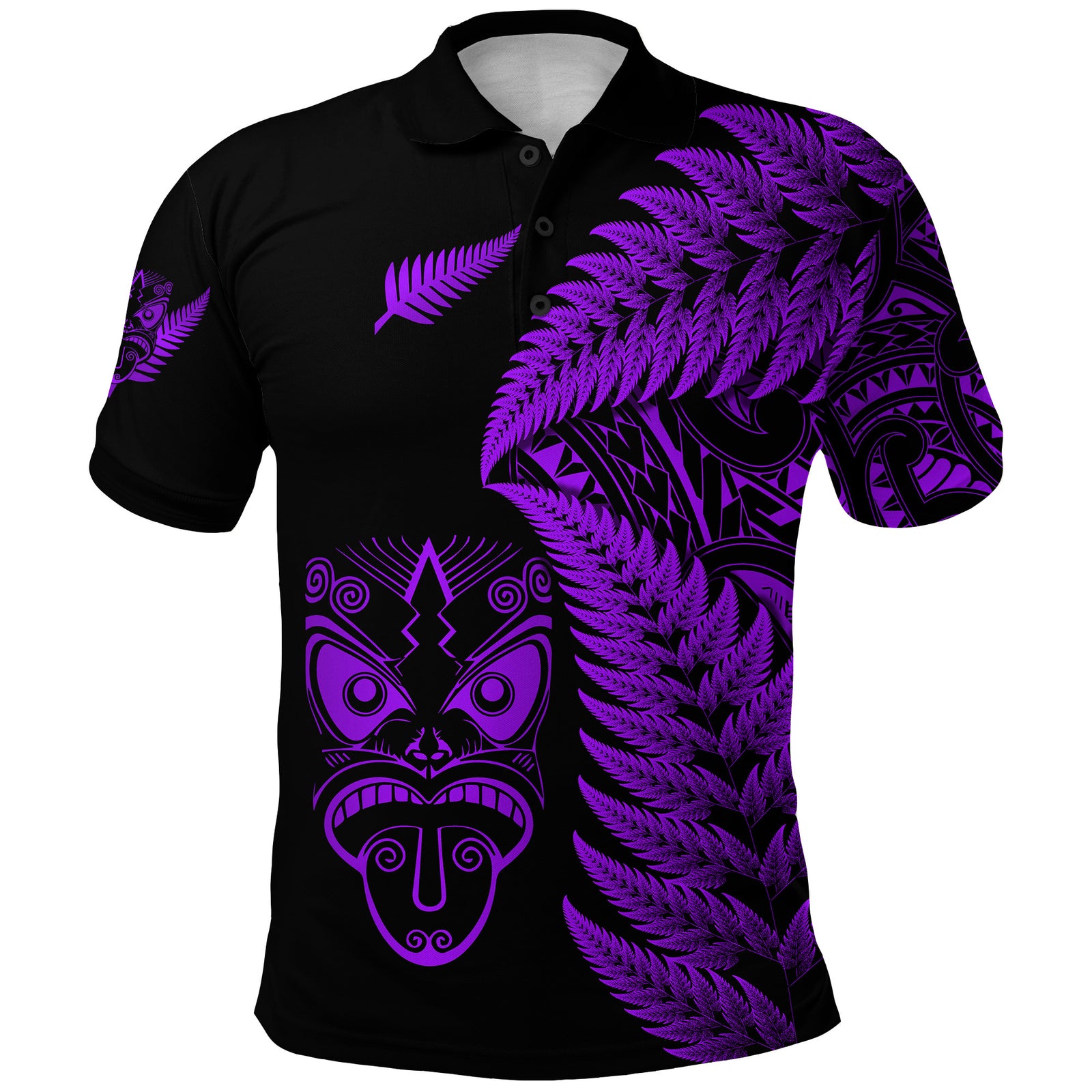 Custom New Zealand Haka Rugby Maori Polo Shirt Silver Fern Vibes Purple LT8 - Polynesian Pride