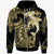 Hawaii Zip up Hoodie Hammerhead Shark Tribal Pattern Unisex Gold - Polynesian Pride