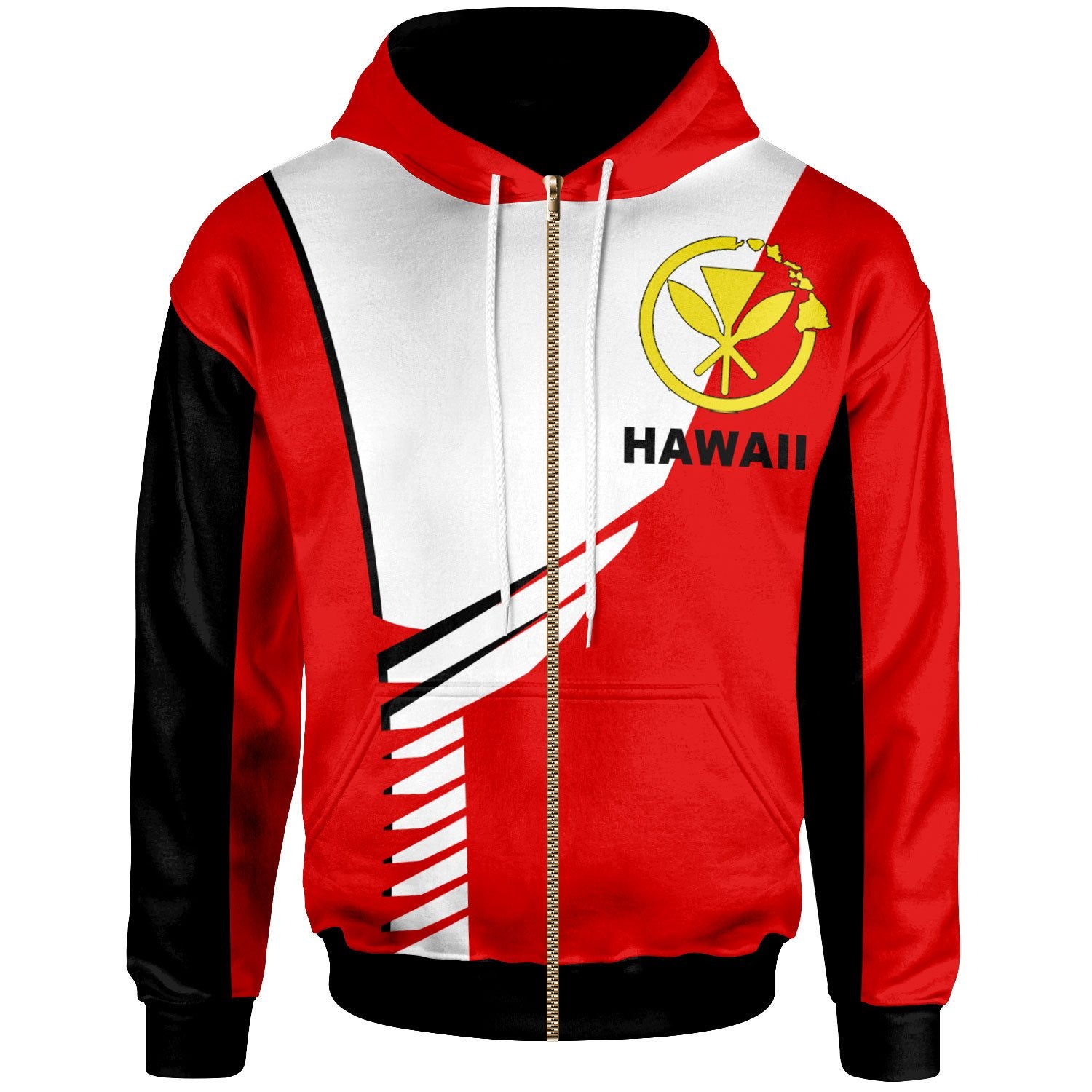 Hawaii Zip up Hoodie Athletes Style Unisex Red - Polynesian Pride