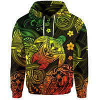 Custom Hawaii Turtle Polynesian Hoodie Plumeria Flower Unique Style Reggae LT8 Reggae - Polynesian Pride