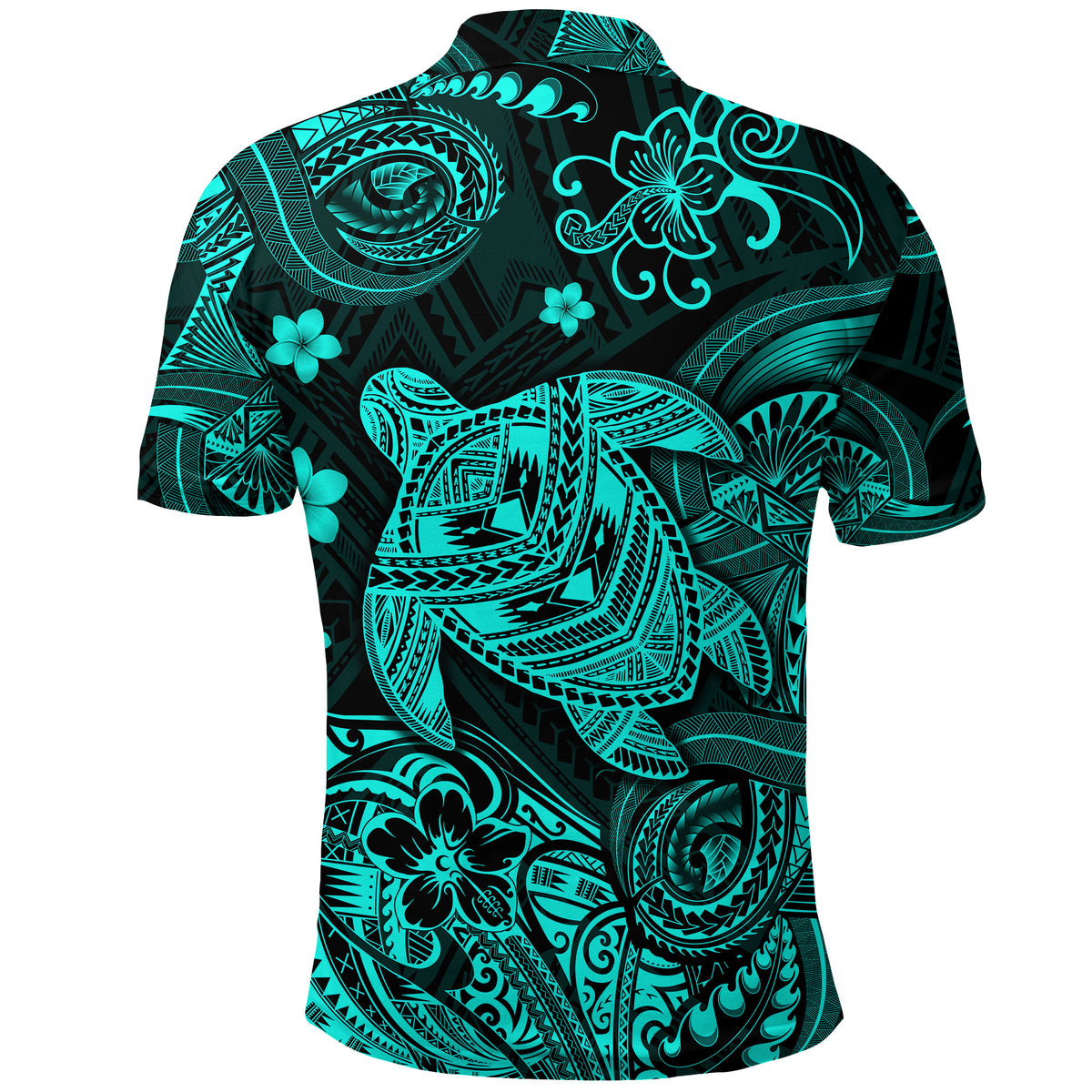 Hawaii Turtle Polynesian Polo Shirt Plumeria Flower Unique Style Turquoise LT8 - Polynesian Pride