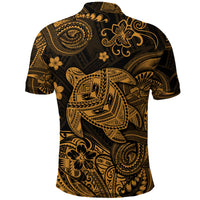 Hawaii Turtle Polynesian Polo Shirt Plumeria Flower Unique Style Gold LT8 - Polynesian Pride
