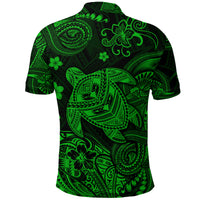 Hawaii Turtle Polynesian Polo Shirt Plumeria Flower Unique Style Green LT8 - Polynesian Pride