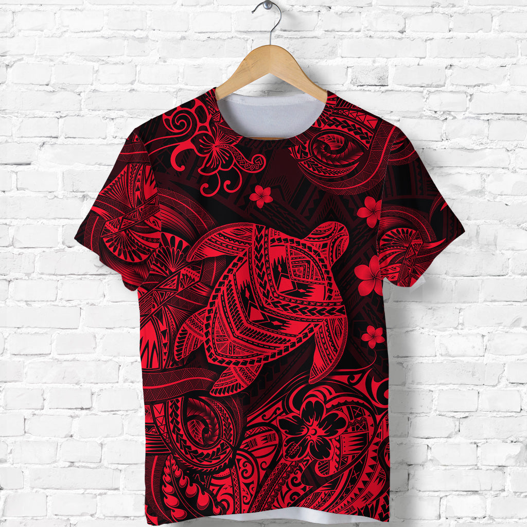 Hawaii Turtle Polynesian T Shirt Plumeria Flower Unique Style Red LT8 - Polynesian Pride