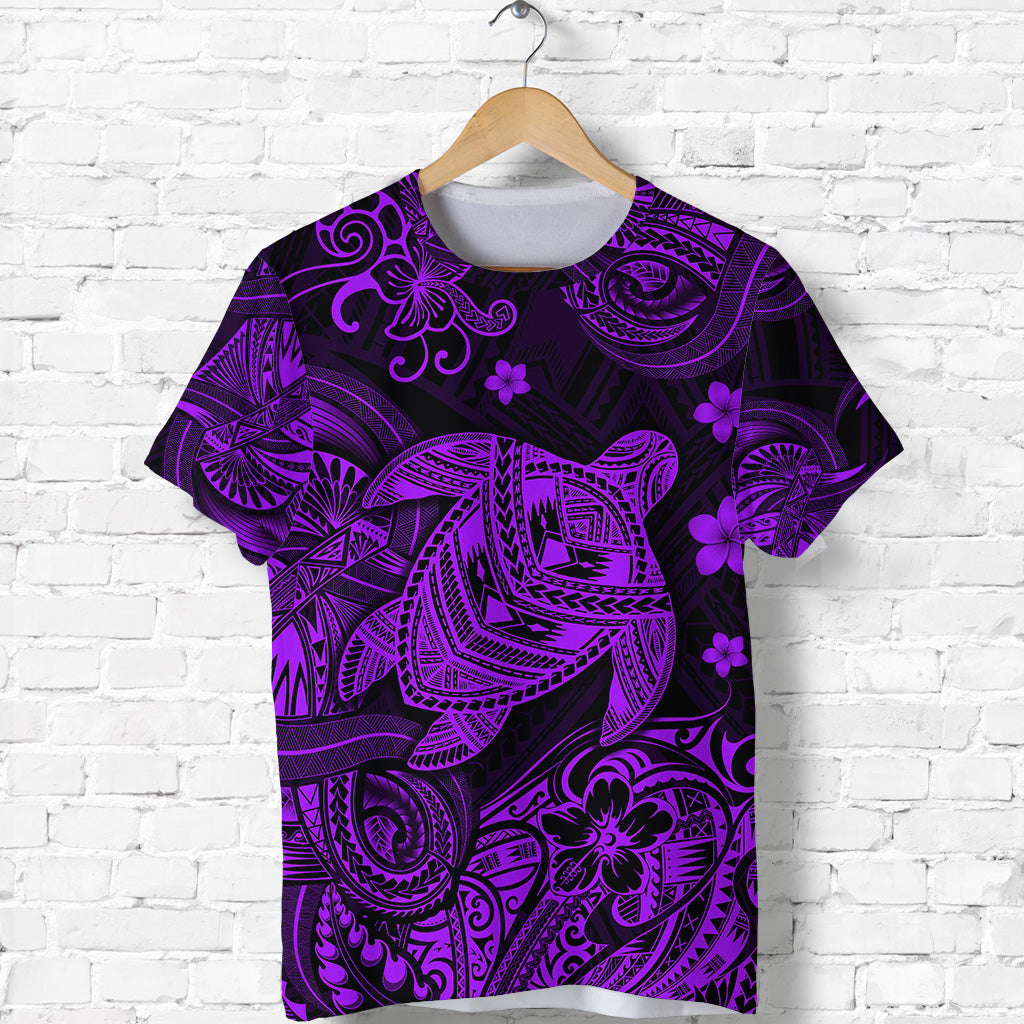 Hawaii Turtle Polynesian T Shirt Plumeria Flower Unique Style Purple LT8 - Polynesian Pride