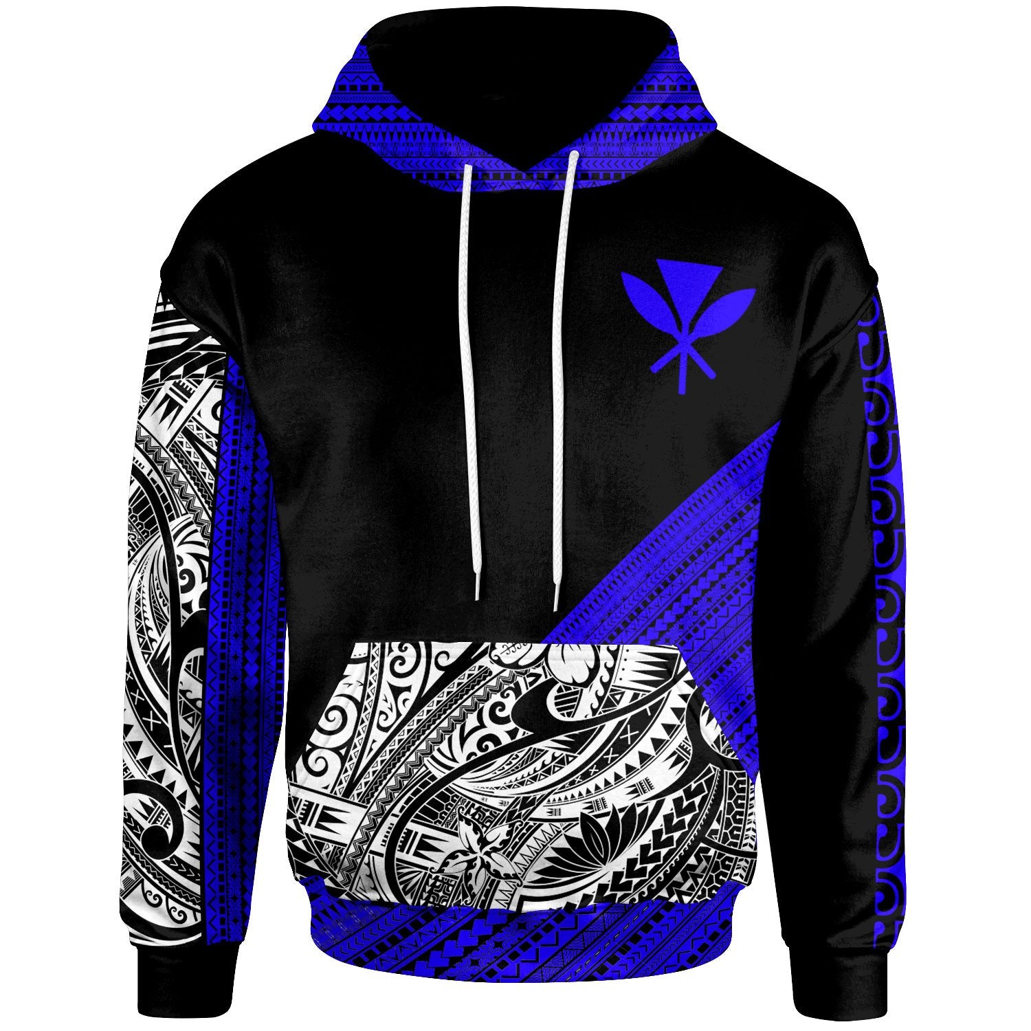 Hawaii Custom Hoodie Diagonal Pattern Dark Blue Unisex Dark Blue - Polynesian Pride