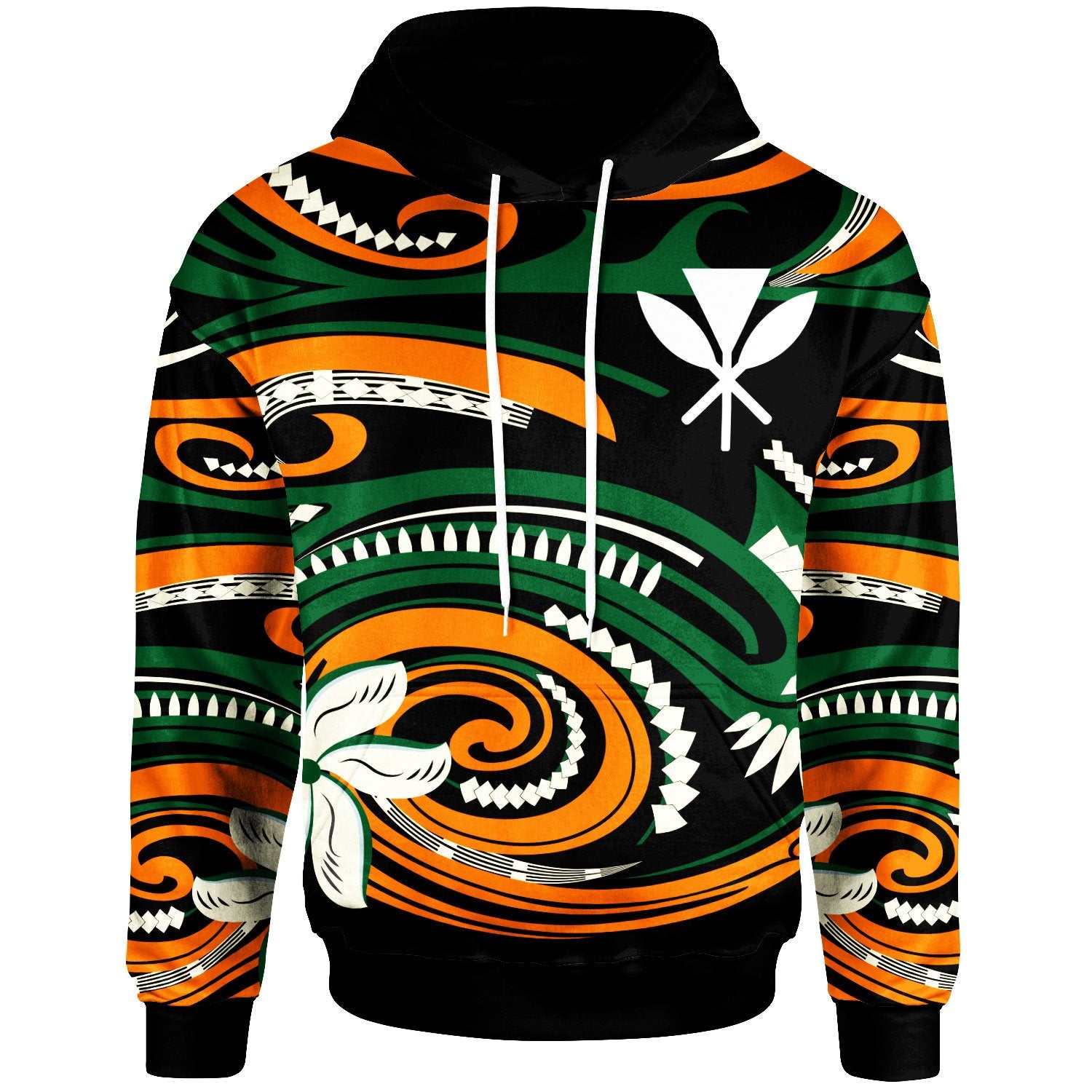 Hawaii Hoodie Vortex Orange Unisex Green Orange - Polynesian Pride