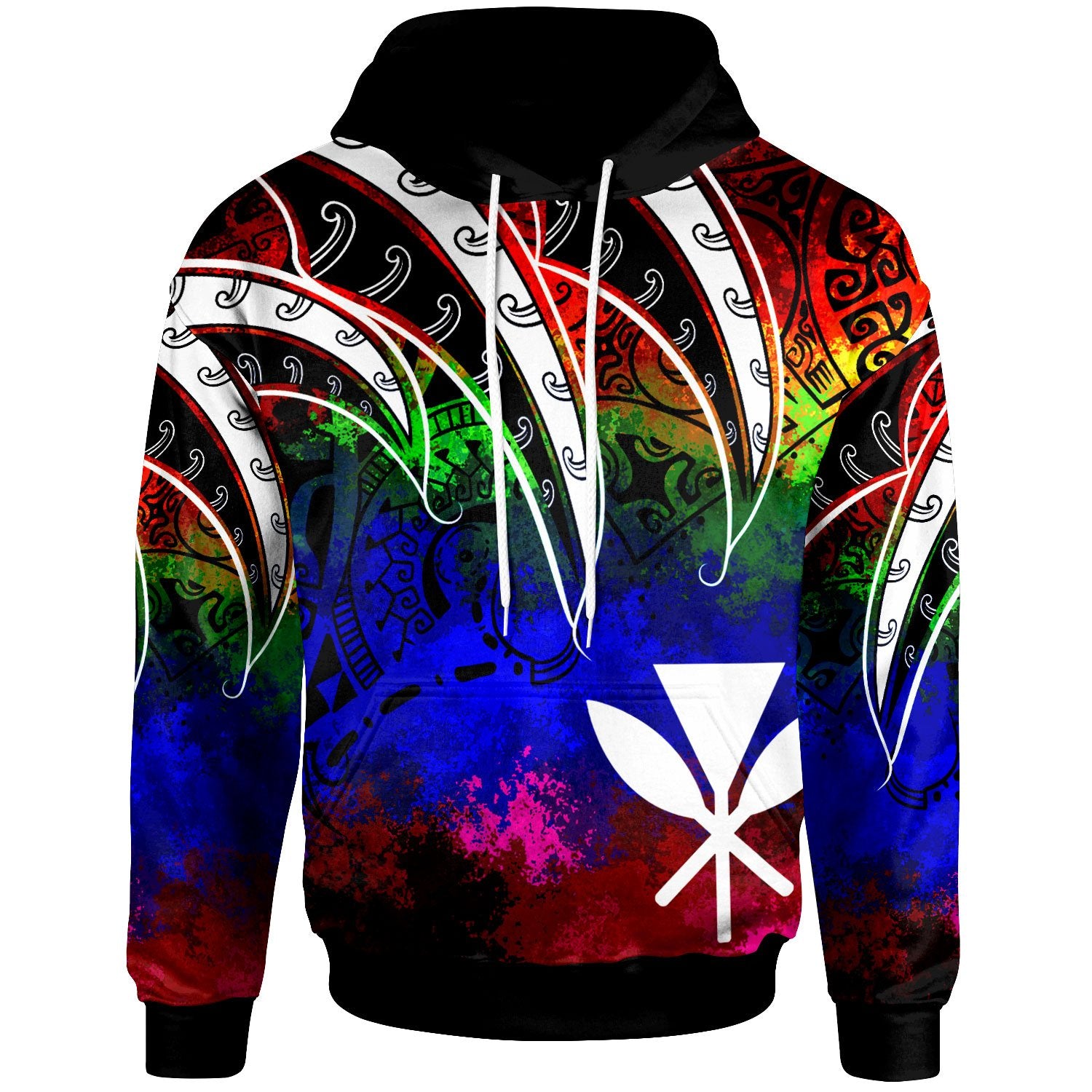 Hawaii Hoodie Tropical Leaf Rainbow Color Unisex Rainbow - Polynesian Pride