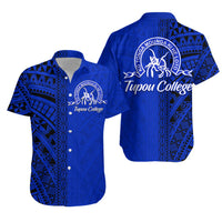 Tupou College Hawaiian Shirt Half Version Black Blue - Polynesian Pride