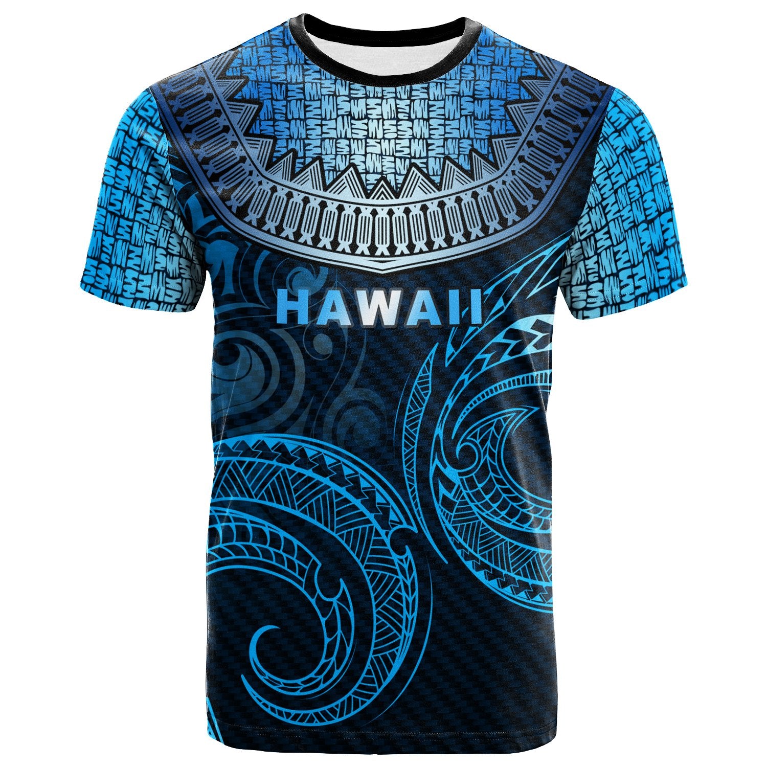 Hawaii Custom T Shirt Unique Serrated Texture Blue Unisex Blue - Polynesian Pride