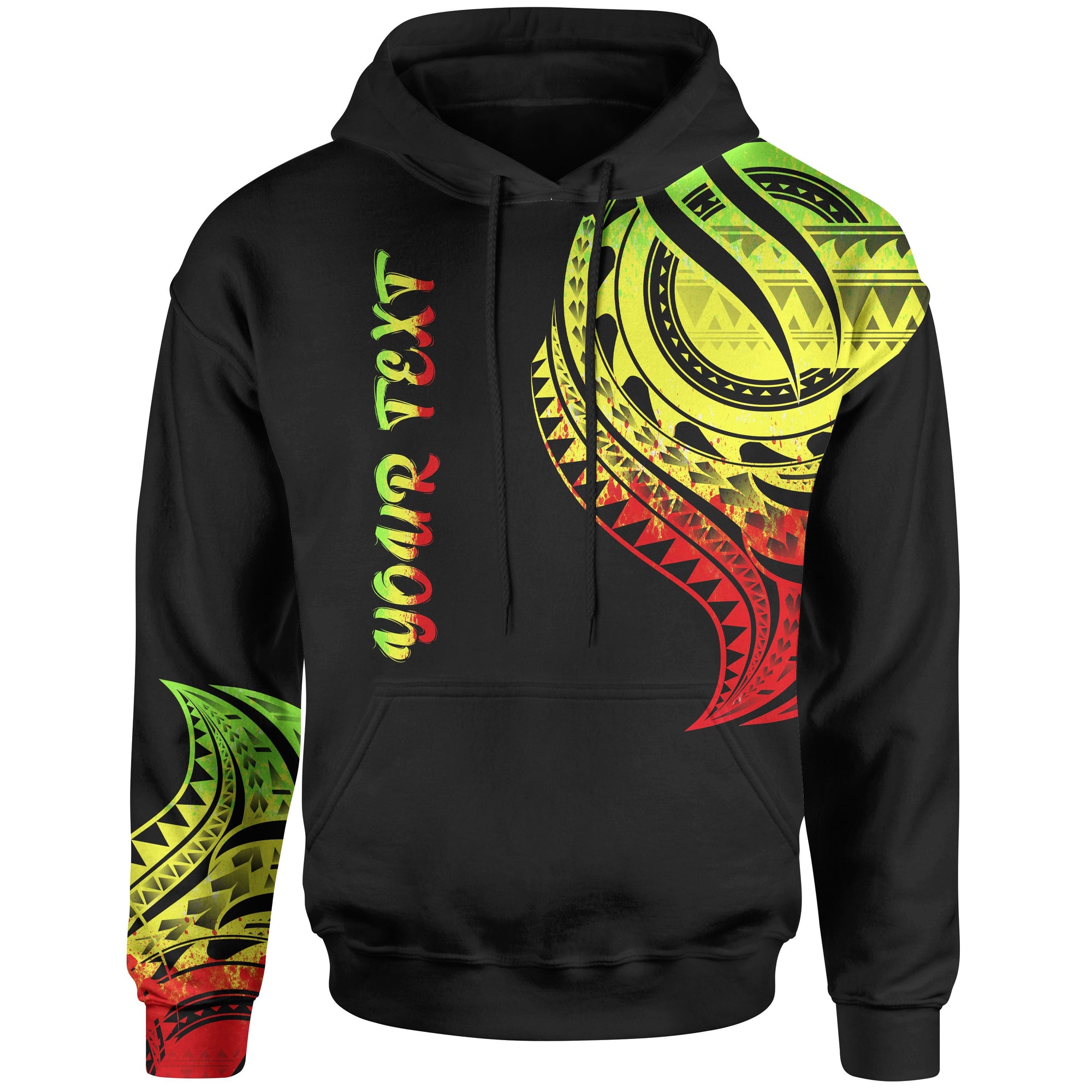 Kiribati Custom Hoodie Kiribati Tatau Reggae Patterns Unisex Black - Polynesian Pride