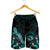 Hawaii Polynesian Men's Shorts - Turtle With Blooming Hibiscus Turquoise - Polynesian Pride