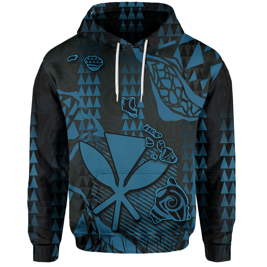Custom Hawaii Kanaka Map Hoodie Blue Style LT6 Blue - Polynesian Pride