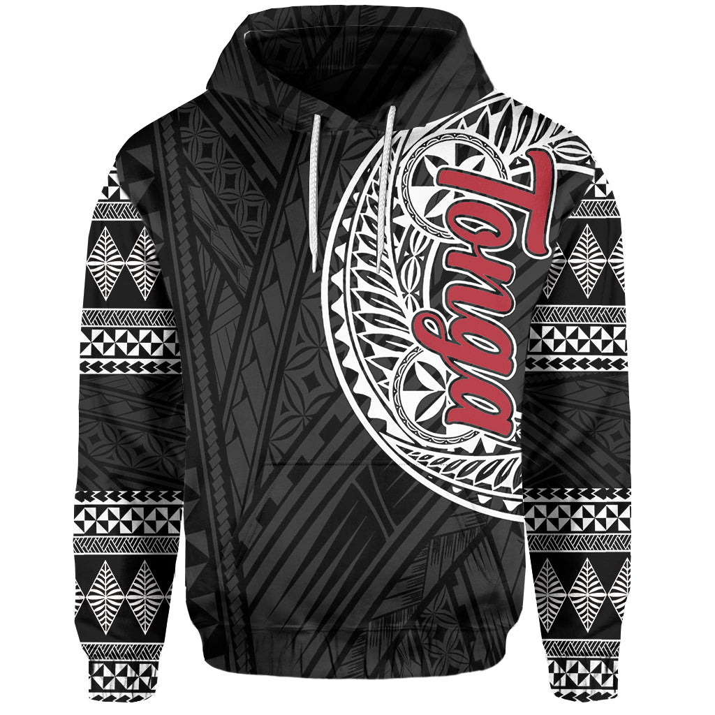 Custom Tonga Hoodie Ngatu Black Style LT6 Unisex Black - Polynesian Pride