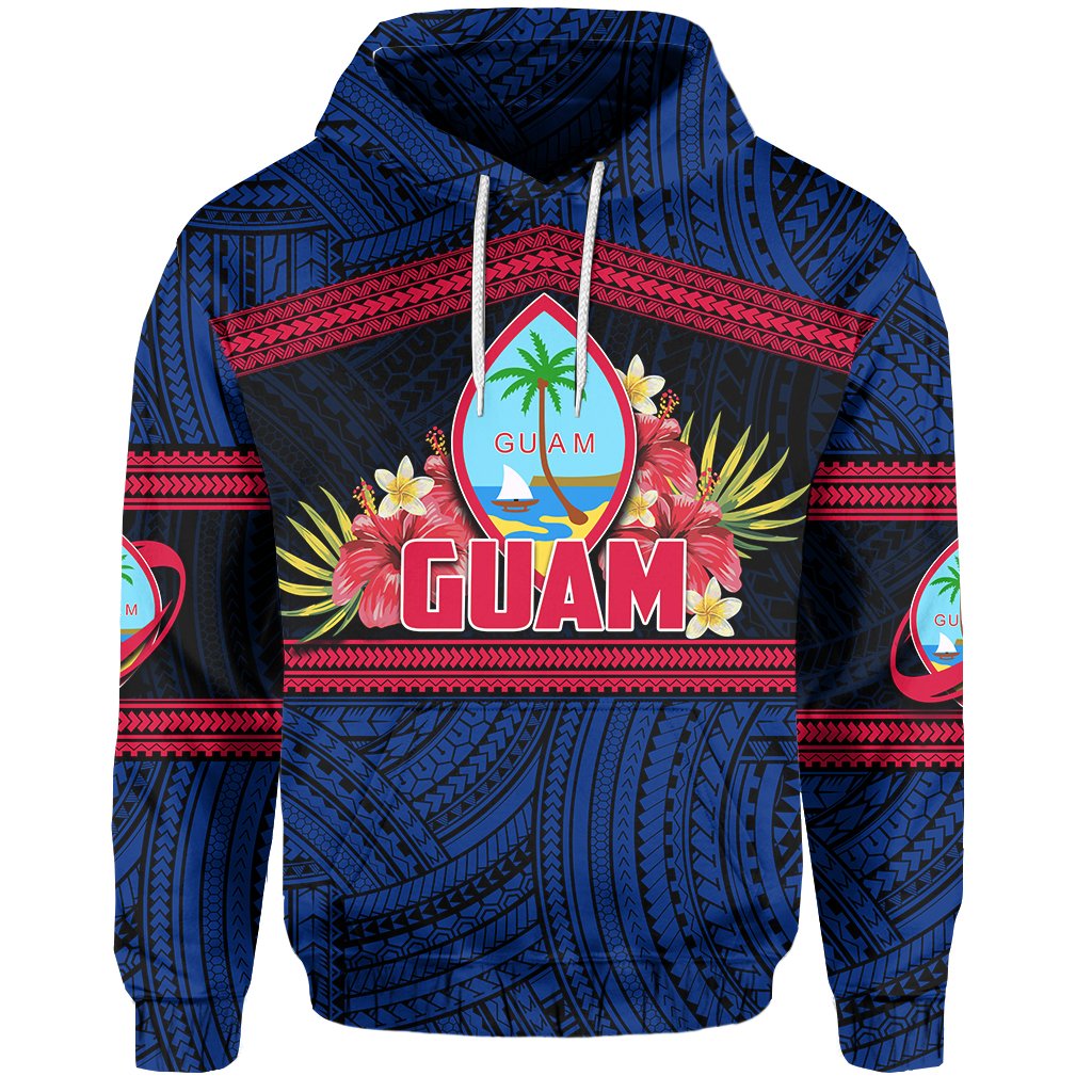 Custom Guam Rugby Polynesian Patterns Hoodie Unisex Blue - Polynesian Pride