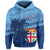 Custom Fiji Rugby Makare and Tapa Patterns Hoodie Blue Unisex Blue - Polynesian Pride