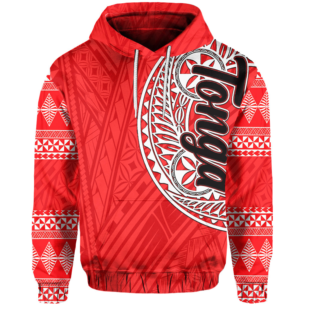 Custom Tonga Hoodie Ngatu Red Style LT6 Unisex Red - Polynesian Pride