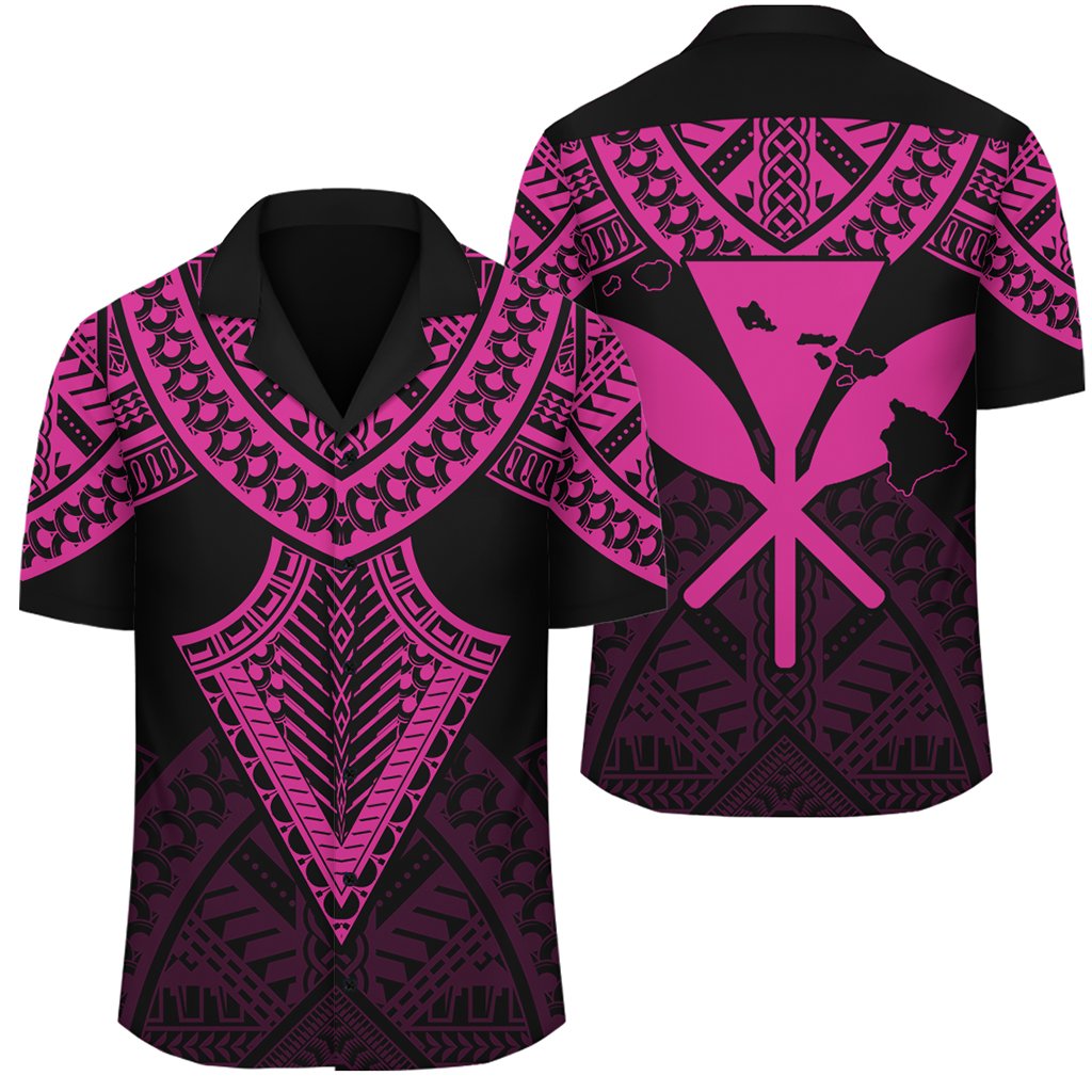 Hawaii Polynesian Limited Hawaiian Shirt - Tab Style Pink - AH Unisex Black - Polynesian Pride