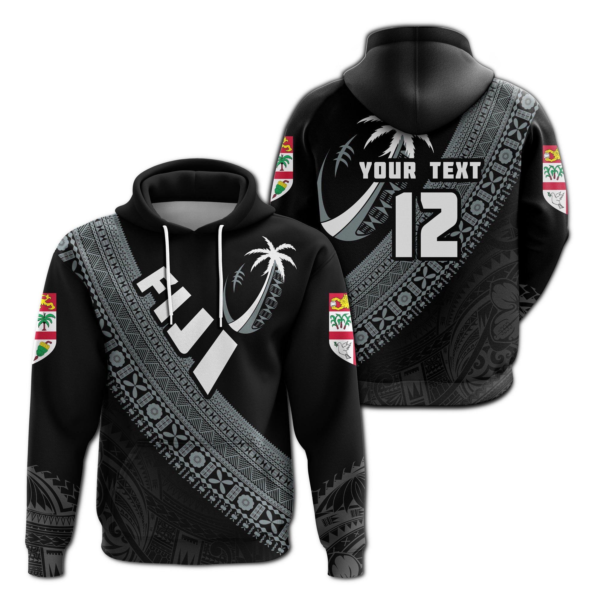 Custom Fiji Tapa Rugby Hoodie version Style You Win Unisex Black - Polynesian Pride