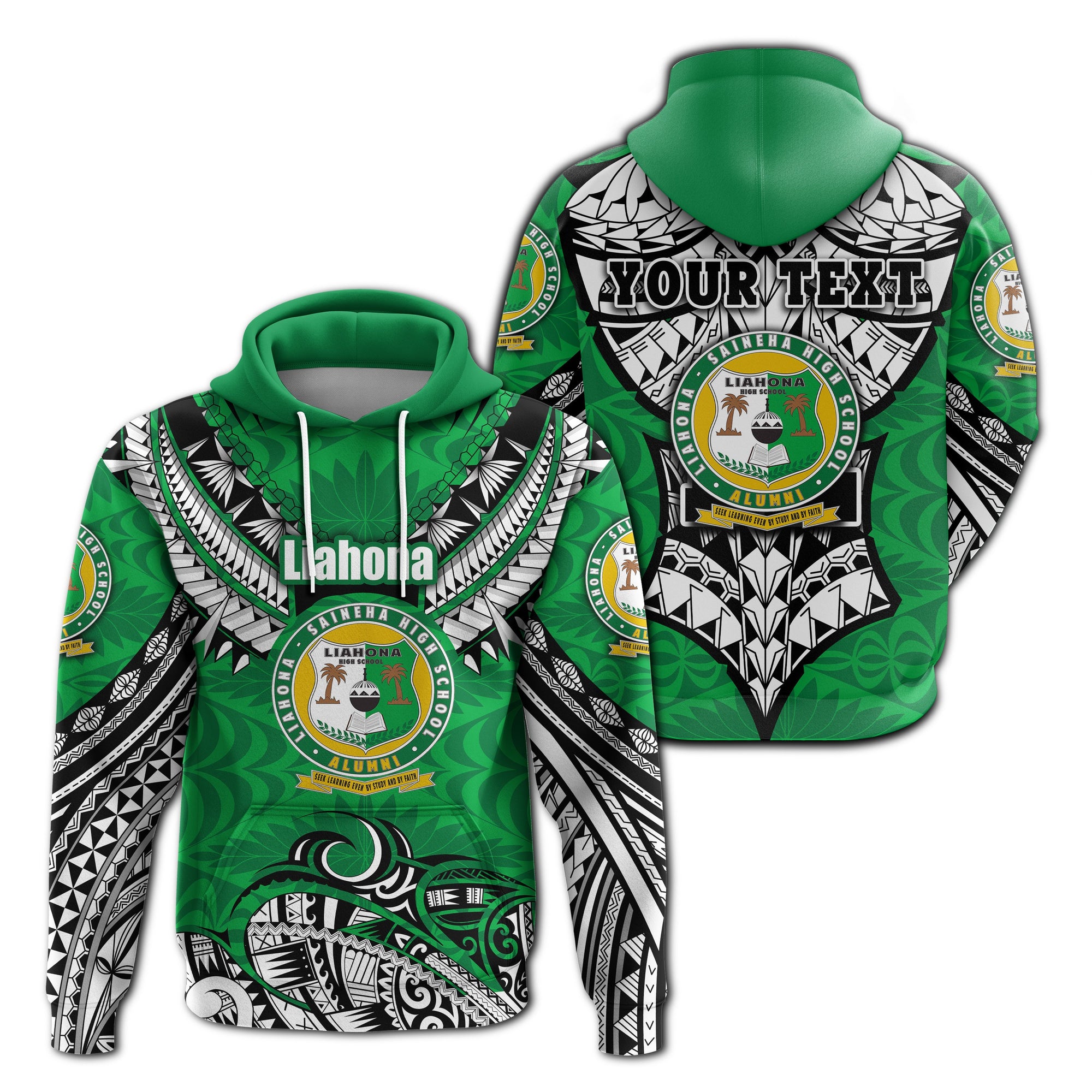 Custom Liahona Tonga Hoodie Polynesian Style Version 2 Unisex Green - Polynesian Pride