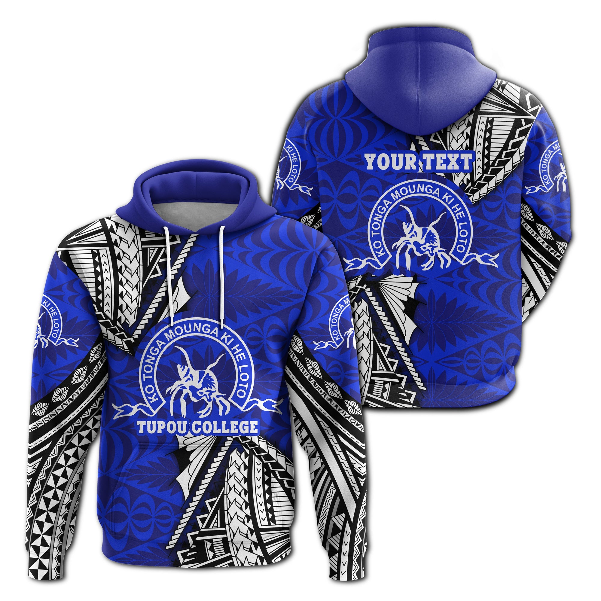 Custom Kolisi Ko Tupou College Tonga Hoodie Polynesian Version Special Unisex Blue - Polynesian Pride