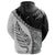 Paua Shell Maori Silver Fern Zip Hoodie White - Polynesian Pride