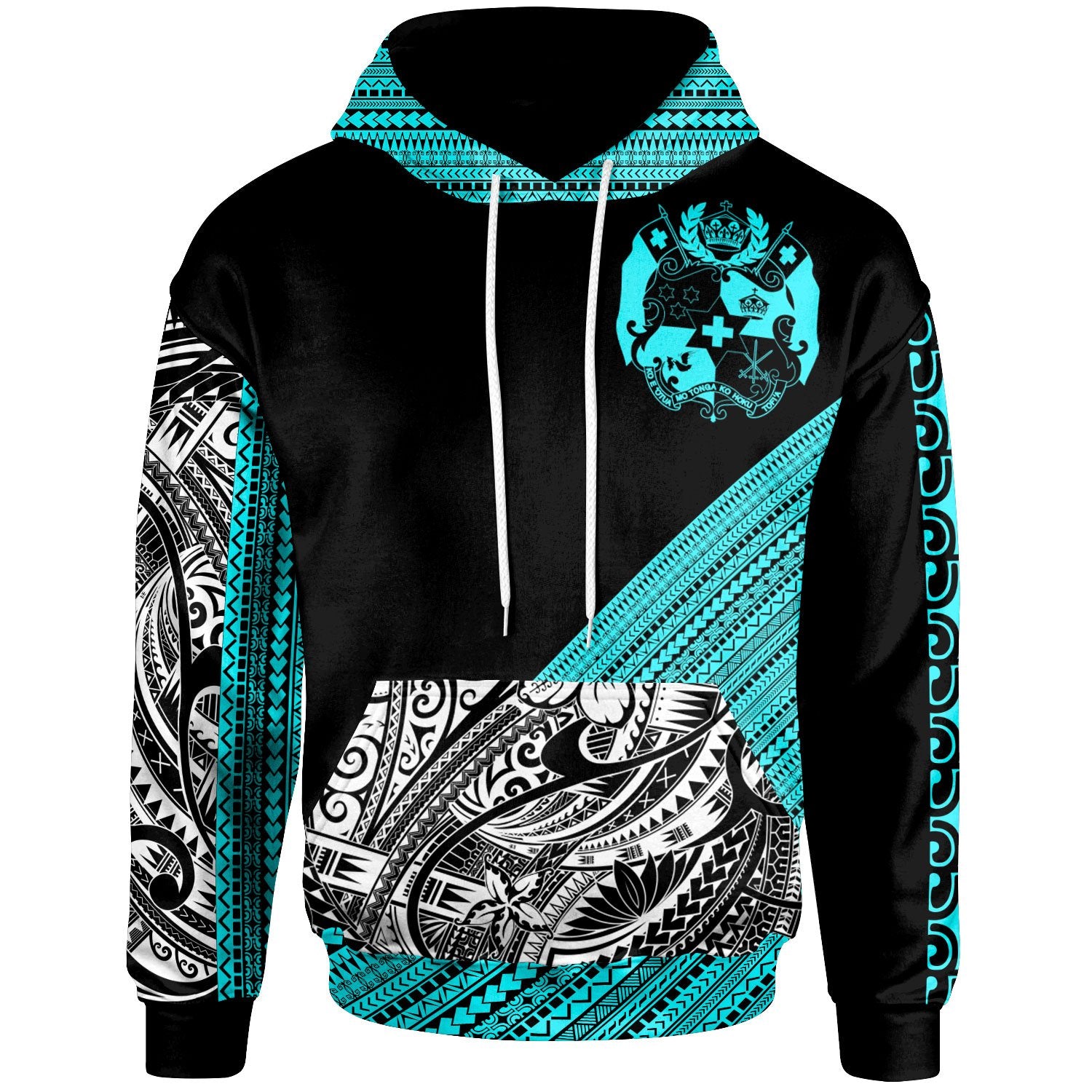 Tonga Custom Hoodie Polynesian Diagonal Pattern Blue Unisex Blue - Polynesian Pride