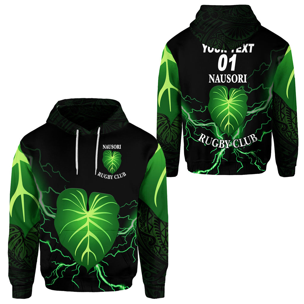 Custom Fiji Nausori Rugby Hoodie Simple Style, Custom Text and Number LT8 Unisex Black - Polynesian Pride