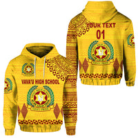 Custom Tonga Vavau High School Hoodie Simple Style Yellow, Custom Text and Number LT8 Yellow - Polynesian Pride