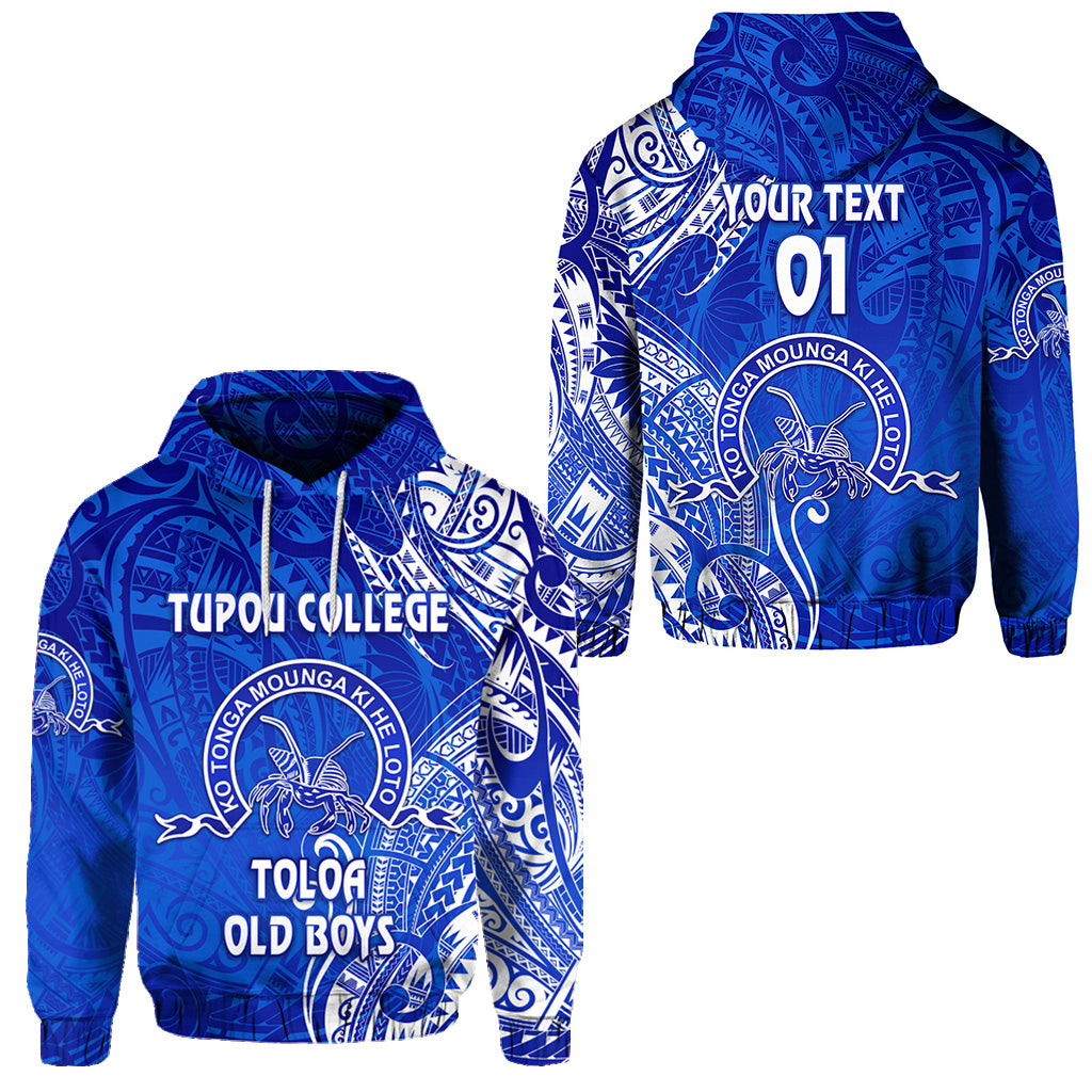 Custom Tonga Tupou College Hoodie Toloa Old Boys Simple Vibes Blue, Custom Text and Number LT8 Blue - Polynesian Pride