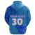 (Custom Text and Number) Blue Hoodie Fiji Rugby Polynesian Waves Style - Polynesian Pride