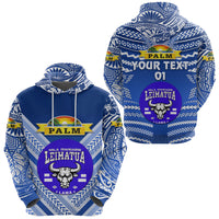 Custom Mate Maa Tonga Hoodie Leimatua Bulls Creative Style Blue NO.1, Custom Text and Number LT8 Blue - Polynesian Pride