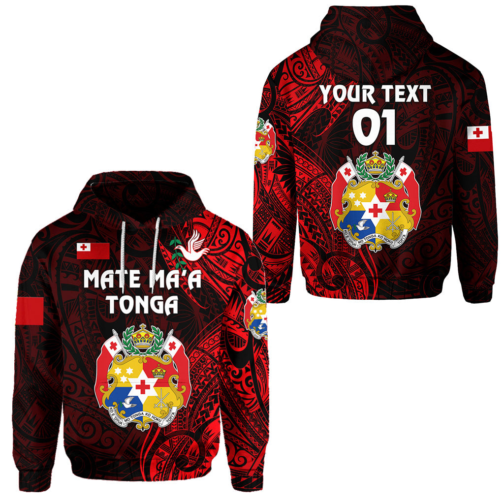 Custom Tonga Coat of Arms Hoodie Simple Vibes Red, Custom Text and Number LT8 Unisex Red - Polynesian Pride