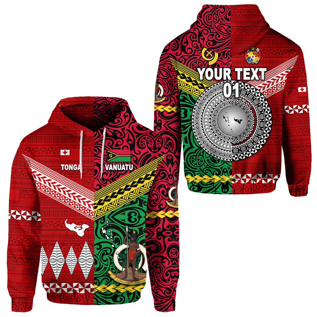 Custom Vanuatu Tonga Hoodie Polynesian Together Bright Red, Custom Text and Number LT8 Unisex Red - Polynesian Pride