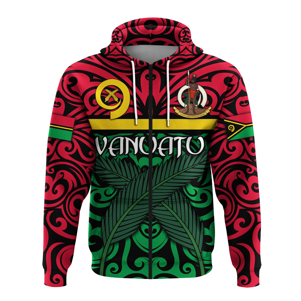 Vanuatu Zip Hoodie Melanesian Warrior Version 2 LT4 - Polynesian Pride