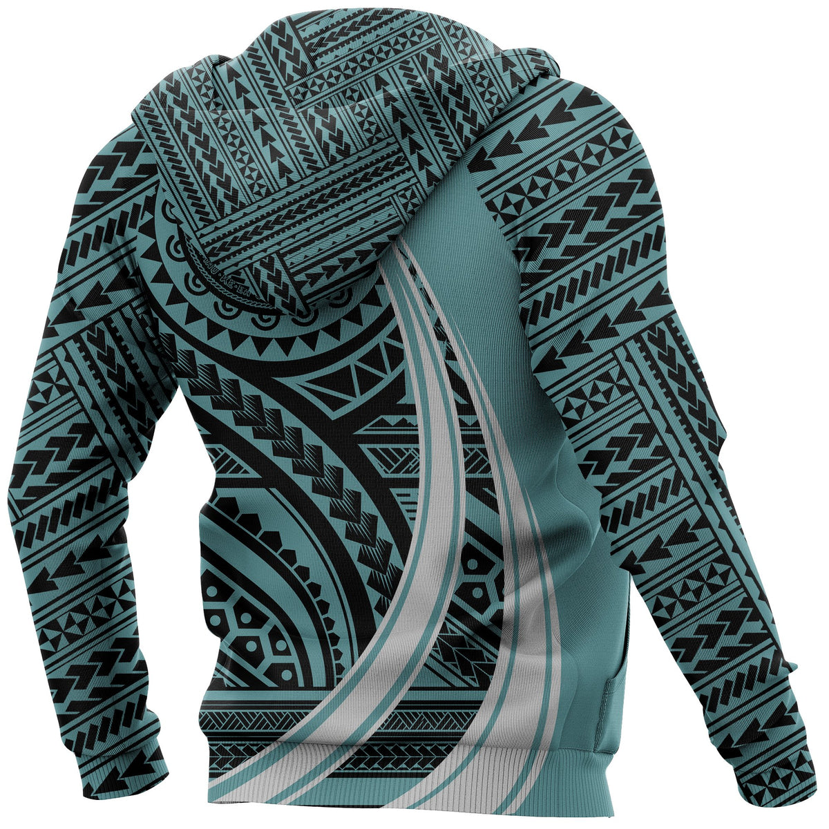 Hawaii Coat of Arms Polynesian Zip up Hoodie Tatoo Style Blue - Polynesian Pride