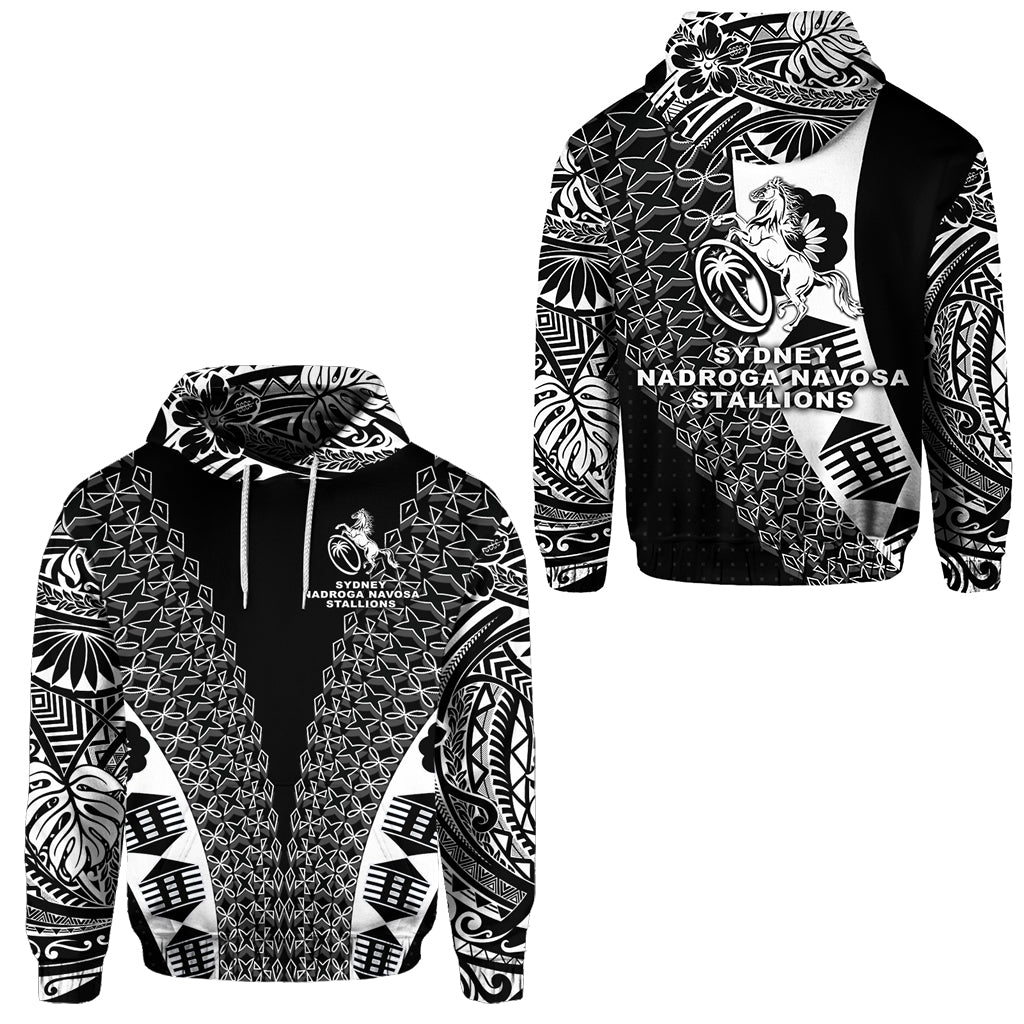 Fiji Rugby Hoodie Sydney Nadroga Navosa Stallions Tapa Vibes NO.1 LT8 Unisex Black - Polynesian Pride