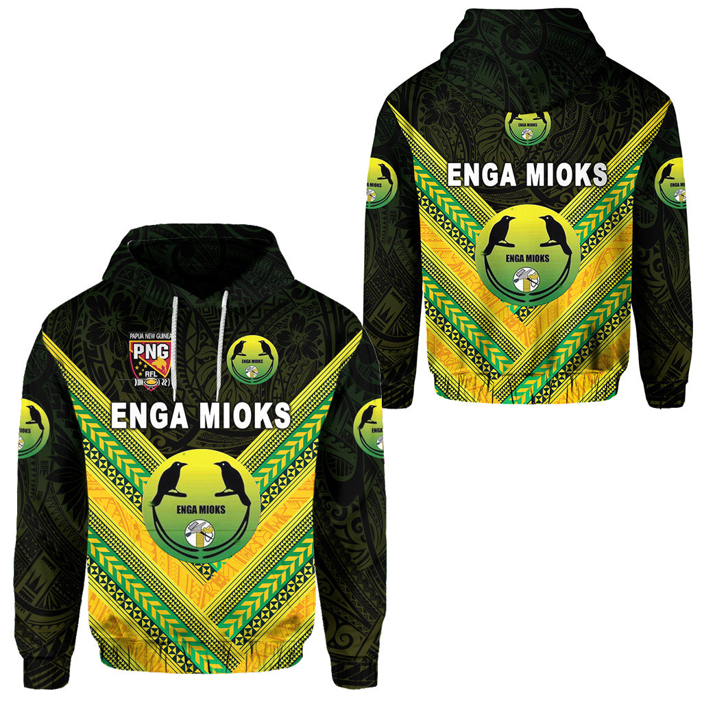 Papua New Guinea Enga Mioks Hoodie Rugby Original Style Black LT8 Unisex Black - Polynesian Pride