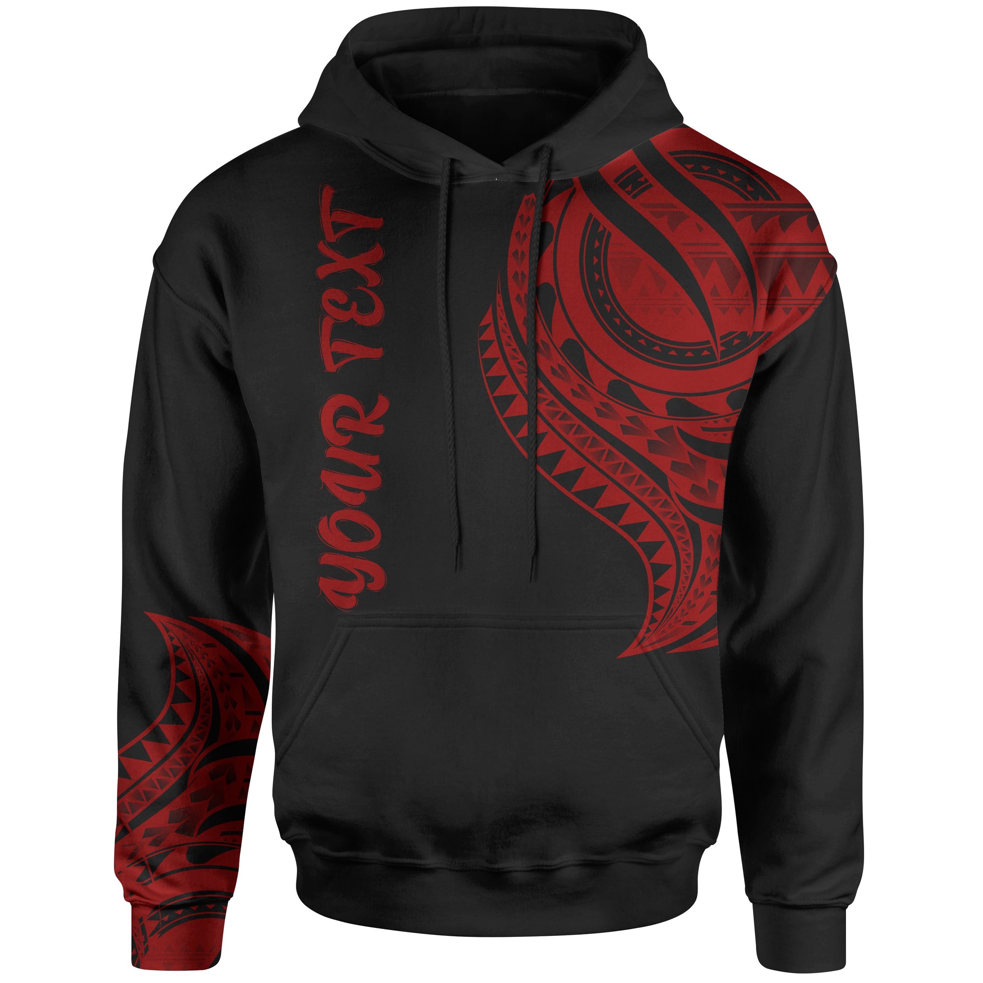 Solomon Islands Custom Hoodie Solomon Islands Tatau Red Patterns Unisex Black - Polynesian Pride