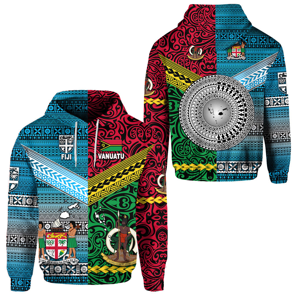 Vanuatu Fiji Hoodie Together Bright Color LT8 Pullover Hoodie Red - Polynesian Pride