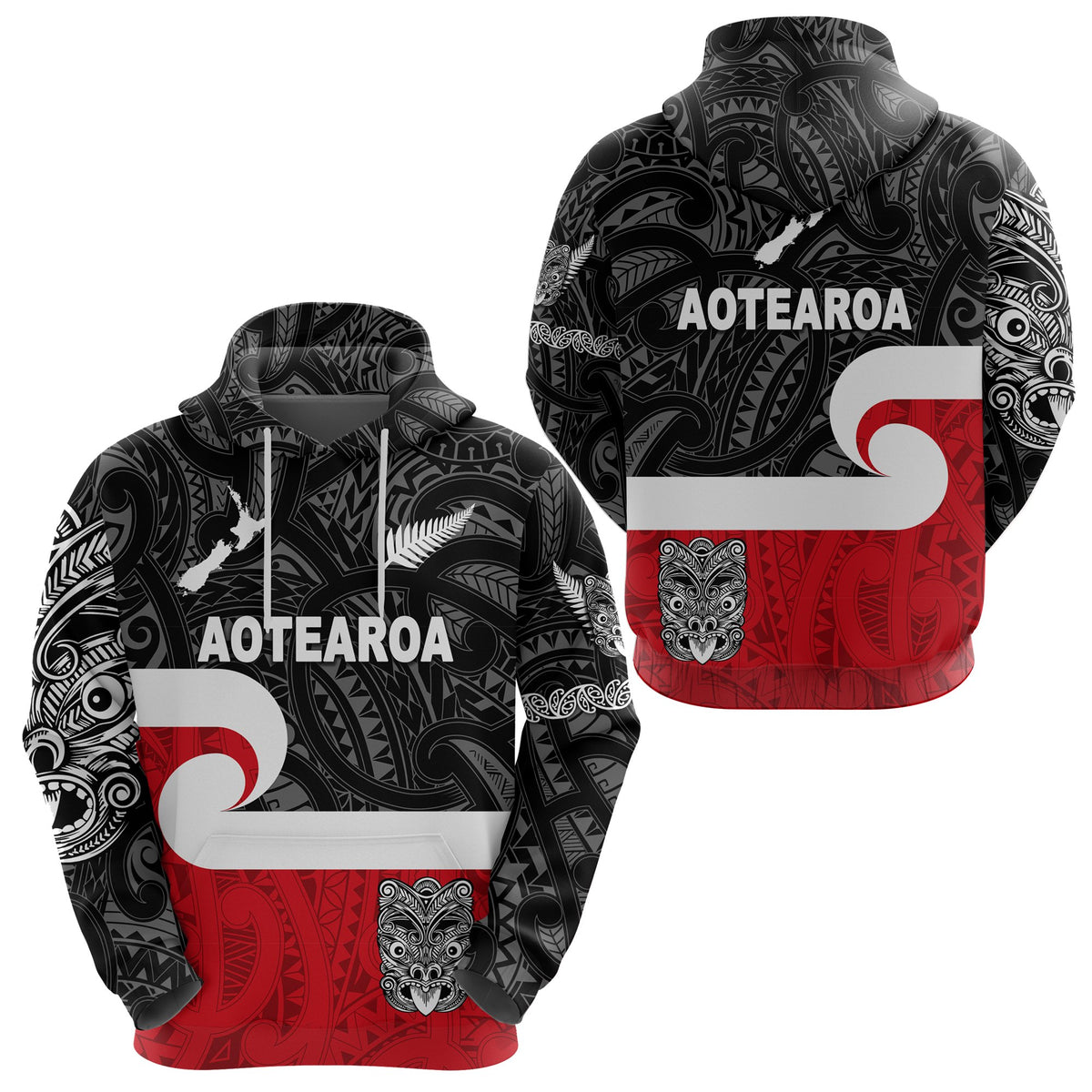 Maori Aotearoa Haka Hoodie New Zealand Simple LT8 Black - Polynesian Pride