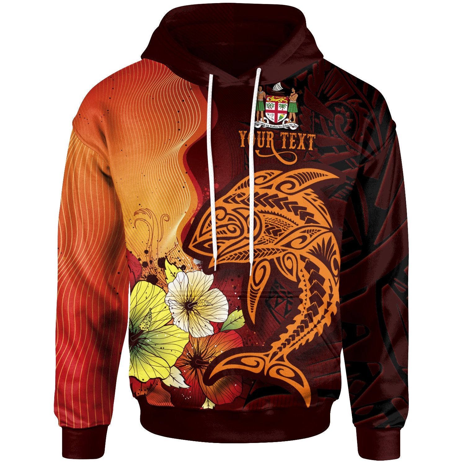 Fiji Custom Hoodie Tribal Tuna Fish Unisex Orange - Polynesian Pride