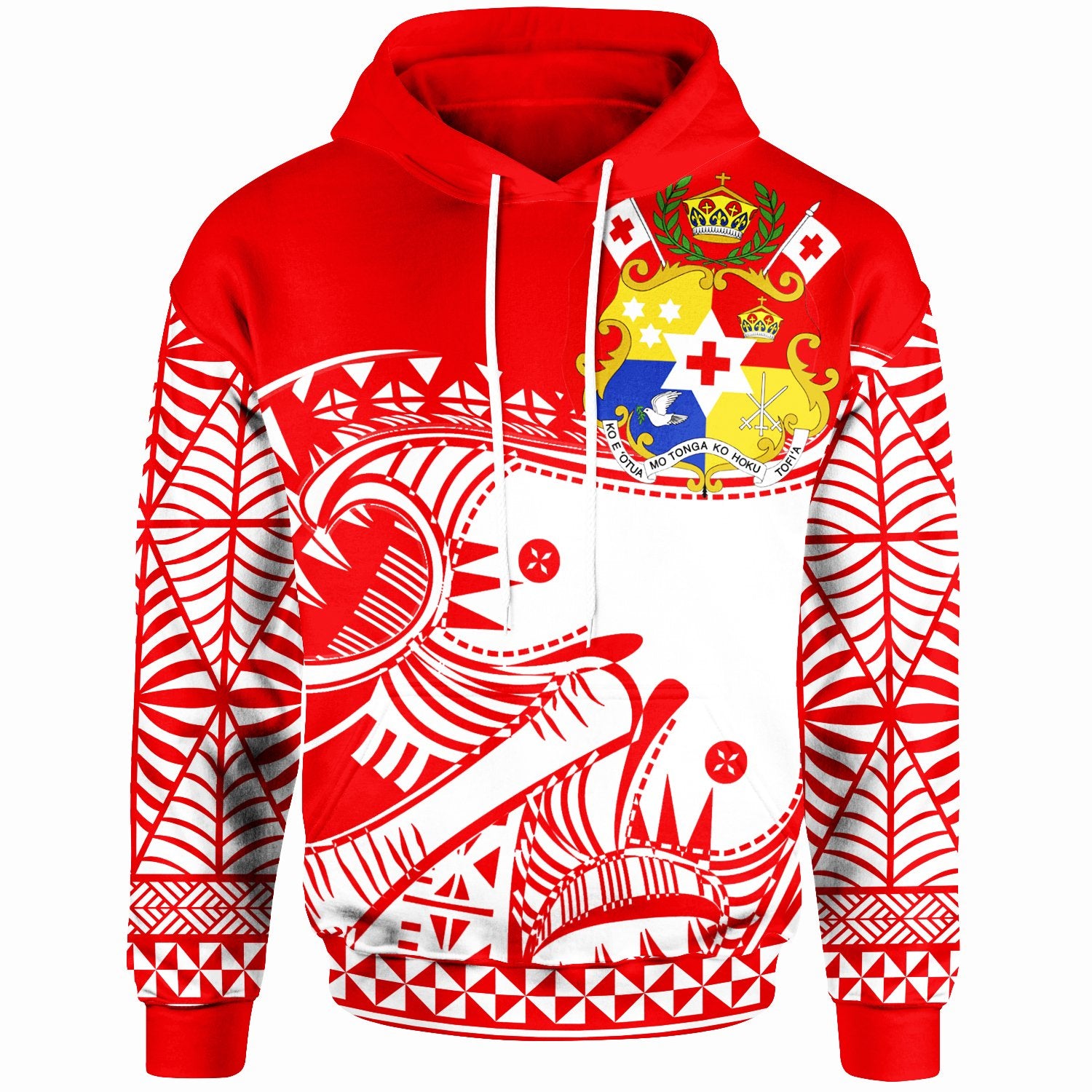 Tonga Custom Hoodie Youthful Dynamic Style Red White Color Unisex Red - Polynesian Pride