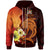 Fiji Zip Custom Hoodie Tribal Tuna Fish Unisex Orange - Polynesian Pride