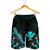 Hawaii Polynesian Men's Shorts - Turtle With Blooming Hibiscus Turquoise - Polynesian Pride