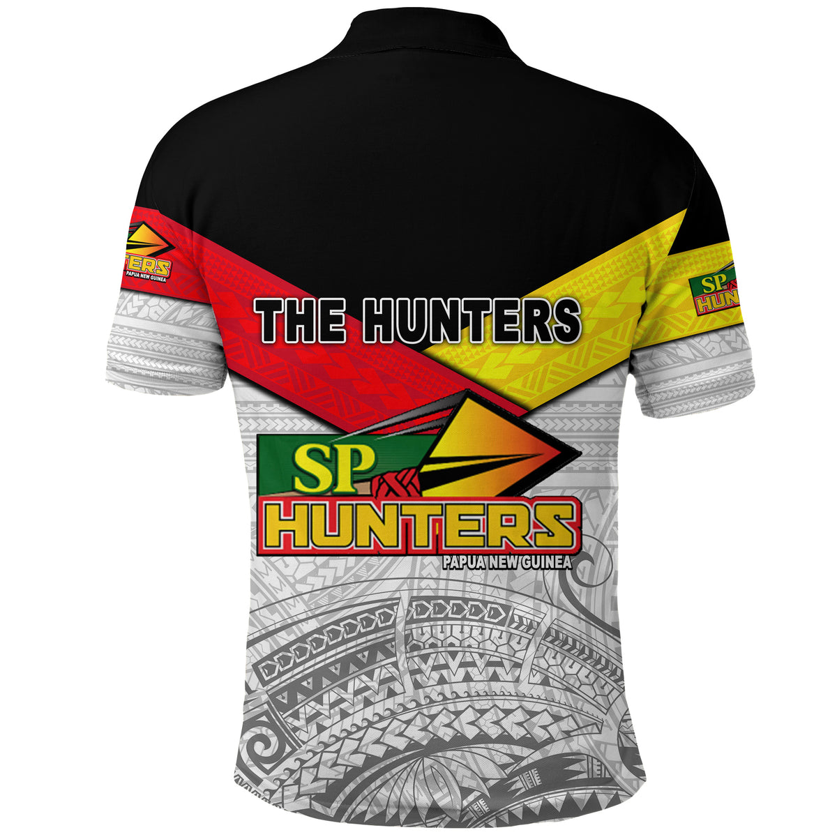 Papua New Guinea SP Hunters Polo Shirt - Rugby Original Style White LT8 - Polynesian Pride