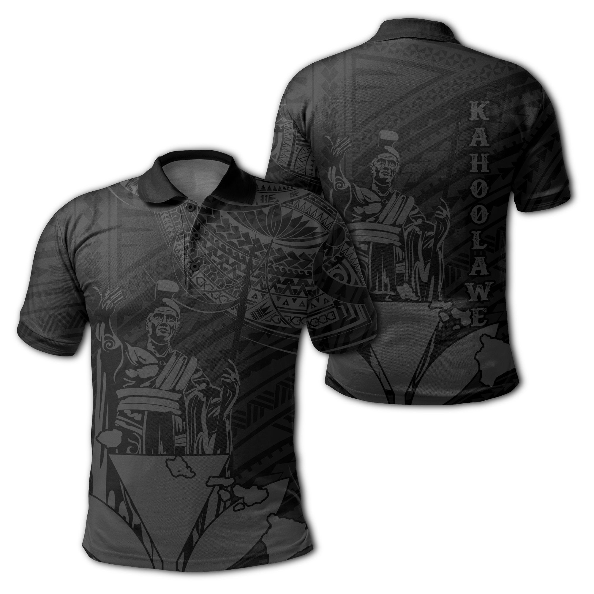 Hawaiian King Kanaka Map Polynesian Kahoolawe Polo Shirt Grey Hala Style Unisex Grey - Polynesian Pride