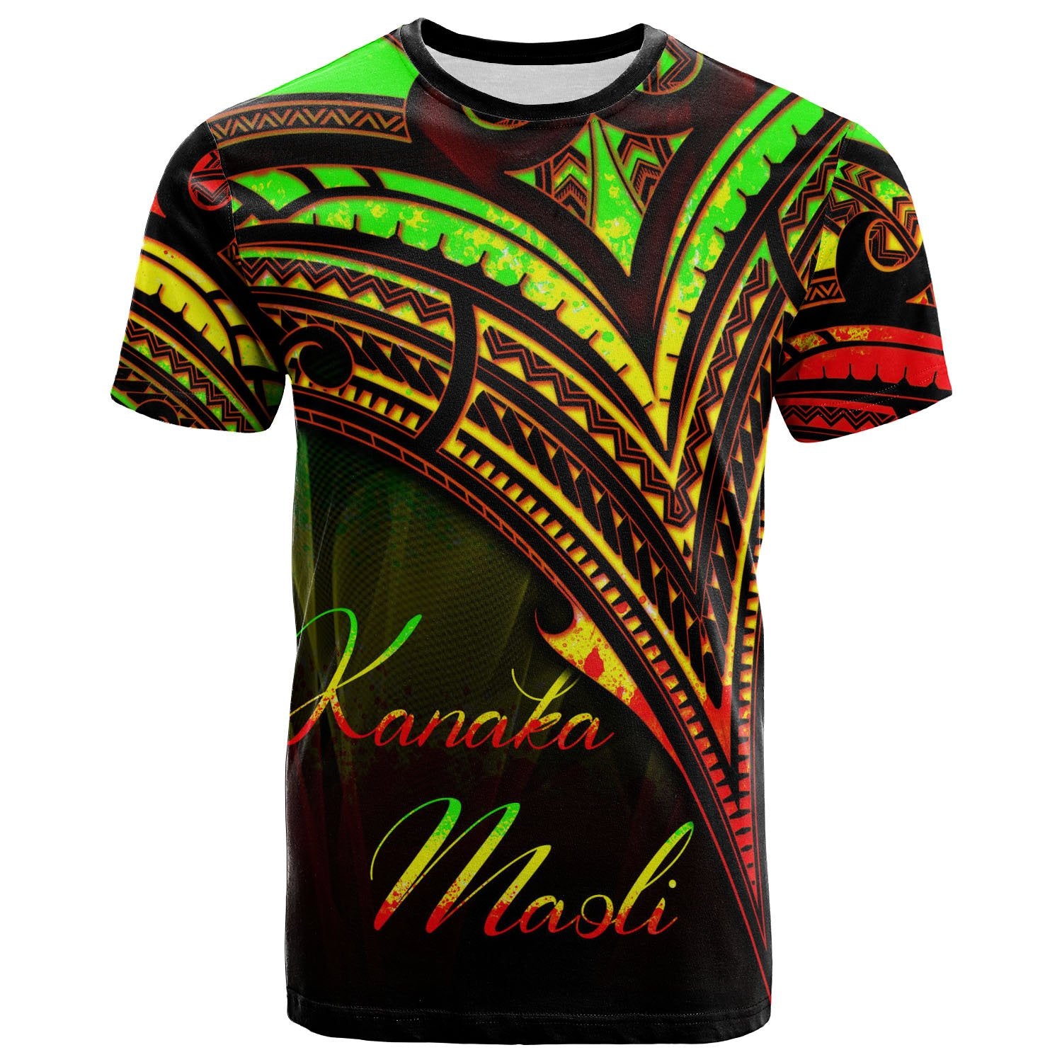 Hawaii Kanaka Maoli T Shirt Reggae Color Cross Style Unisex Black - Polynesian Pride