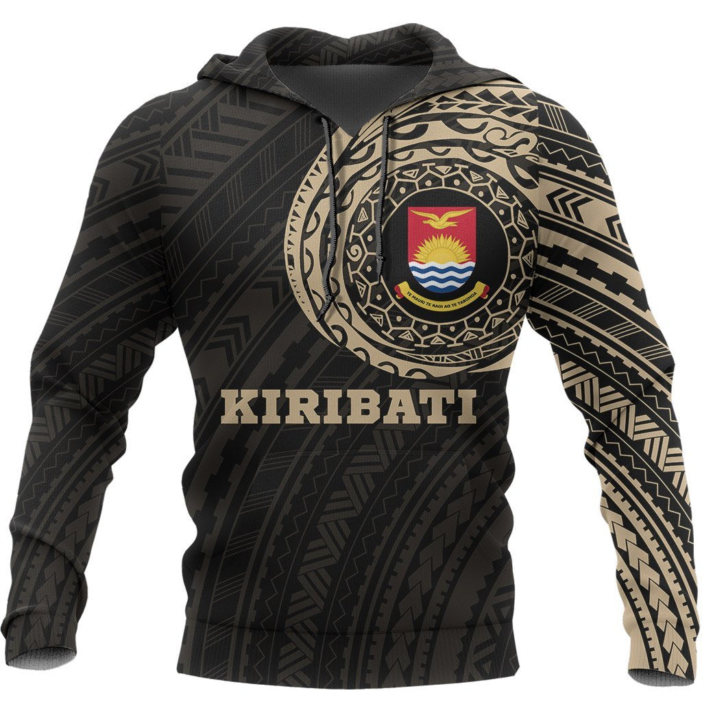 Kiribati Micronesia Hoodie Kiribati Micronesia Coat of Arms Polynesian Tattoo Style Unisex Black & GOLD - Polynesian Pride