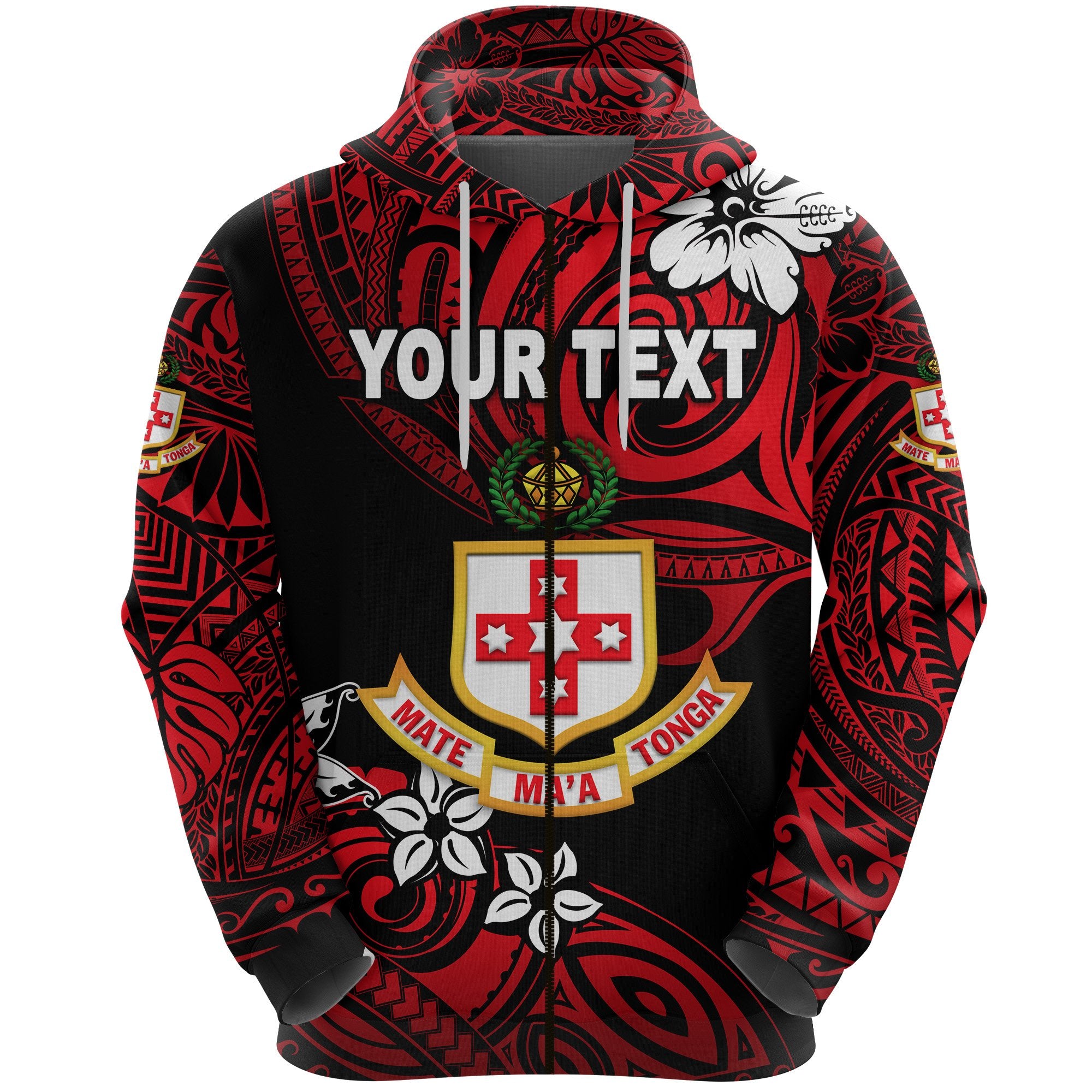 Custom Kolisi Tonga Zip Hoodie Mate Maa Tonga Unique Vibes Unisex Red - Polynesian Pride